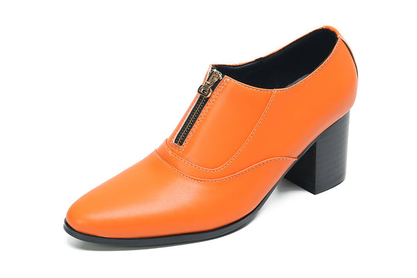 Santimon Men's Low Cap Zipper Leather Opera Pumps Boots