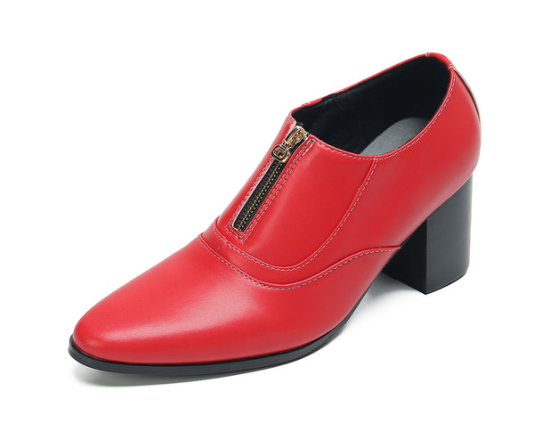 Santimon Men's Low Cap Zipper Leather Opera Pumps Boots