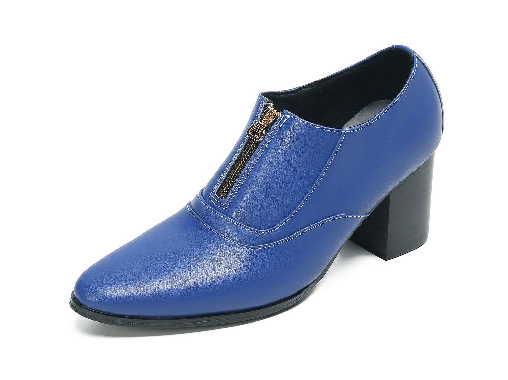 santimon Men's Low Cap Zipper Leather Opera Pumps Boots