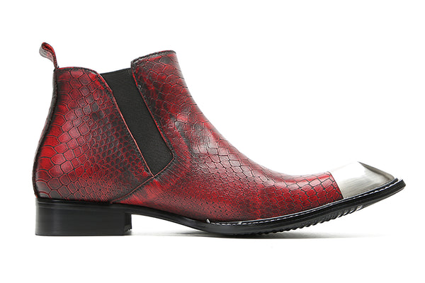 Santimon Men's Metal Square Toe Buckles Chelsea Western Boots