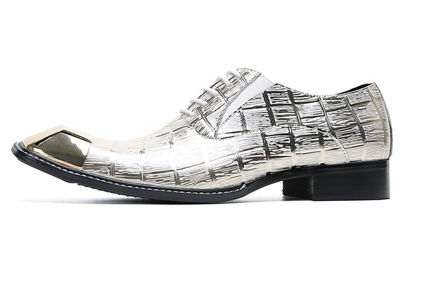 Santimon Men's Metal-Square Toe Dress Western Oxfords