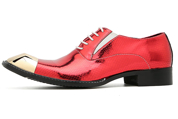 Santimon Men's Metal-Square Toe Dress Western Oxfords