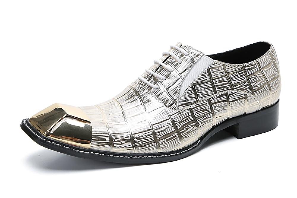 santimon Men's Metal-Square Toe Dress Western Oxfords