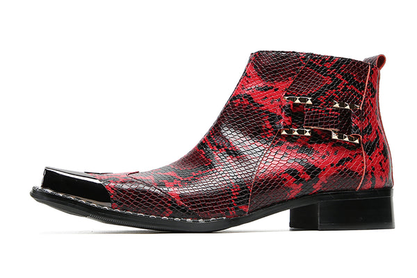 Santimon Men's Metal Square Toe Fashion Western Boots