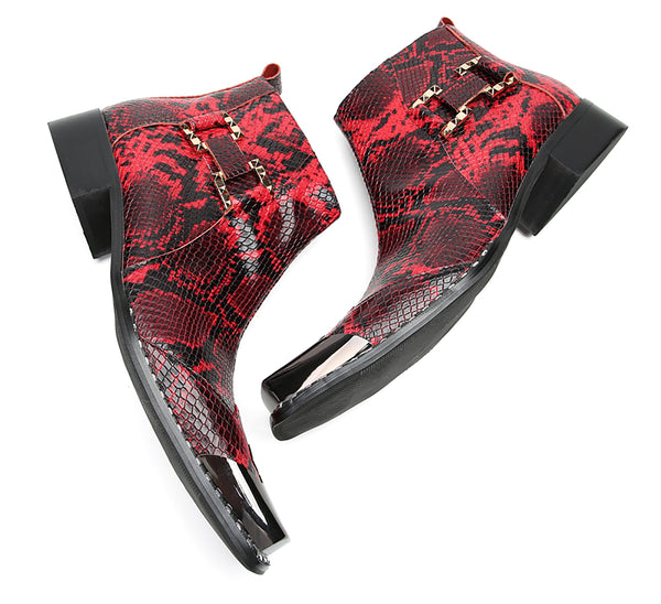 Santimon Men's Metal Square Toe Fashion Western Boots