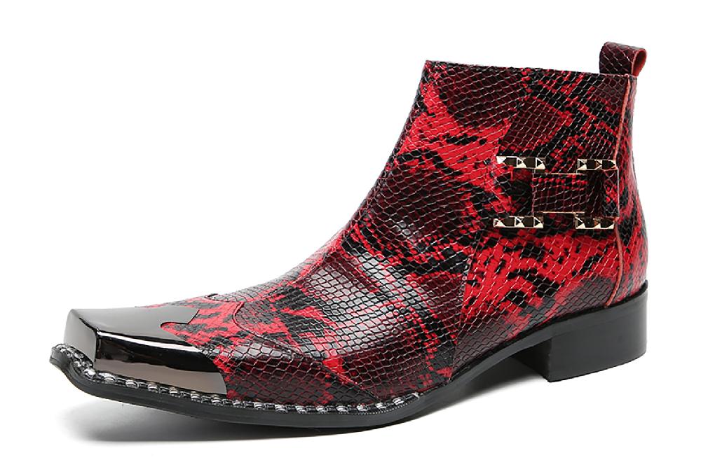 santimon Men's Metal Square Toe Fashion Western Boots
