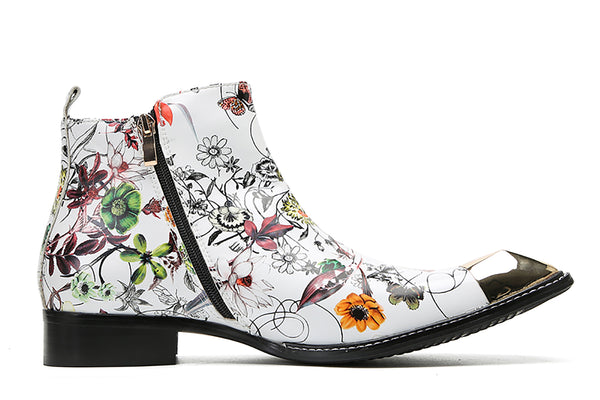 Santimon Men's Metal Square Toe Graffiti Western Boots