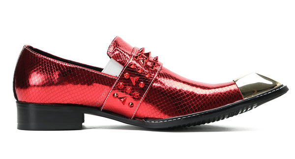 Santimon Men's Metal-Square Toe Western Buckle Loafers