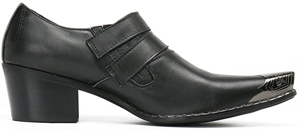 Santimon Men's Metal Tip Double Monk Strap Western Loafer