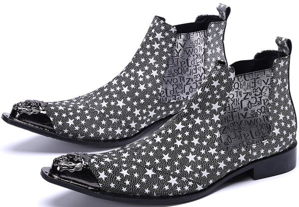 Santimon Men's Metal Tip Five-Pointed Star Western Boots