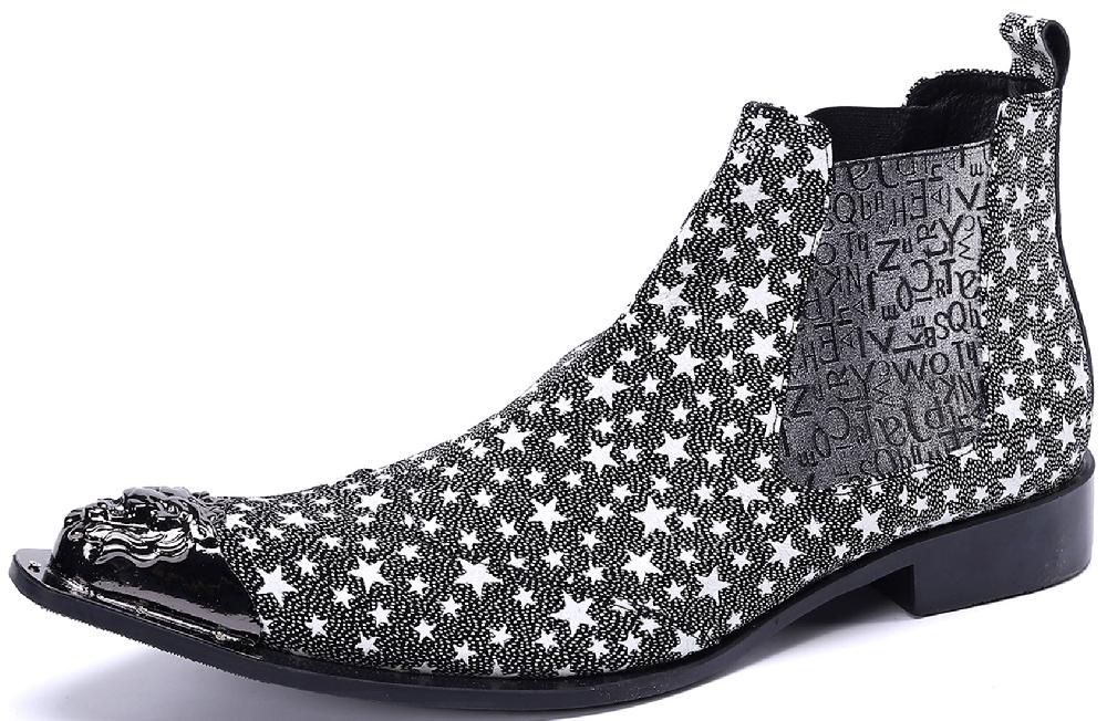 santimon Men's Metal Tip Five-Pointed Star Western Boots
