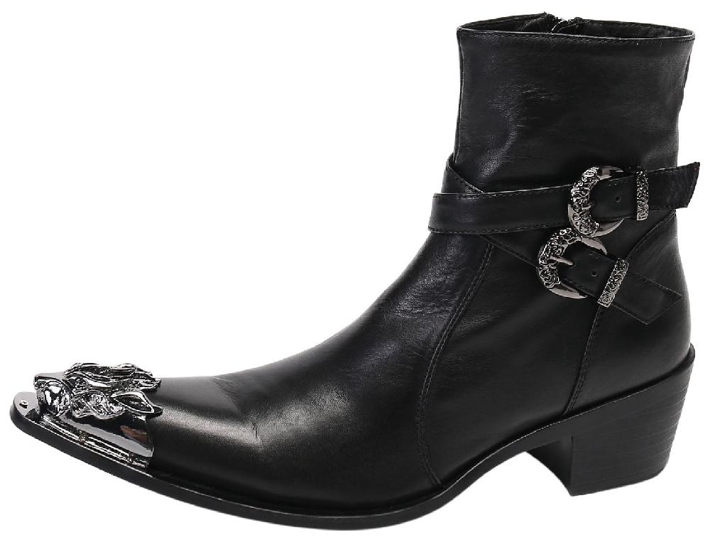 santimon Men's Metal Tip Lion High Top Western Boots