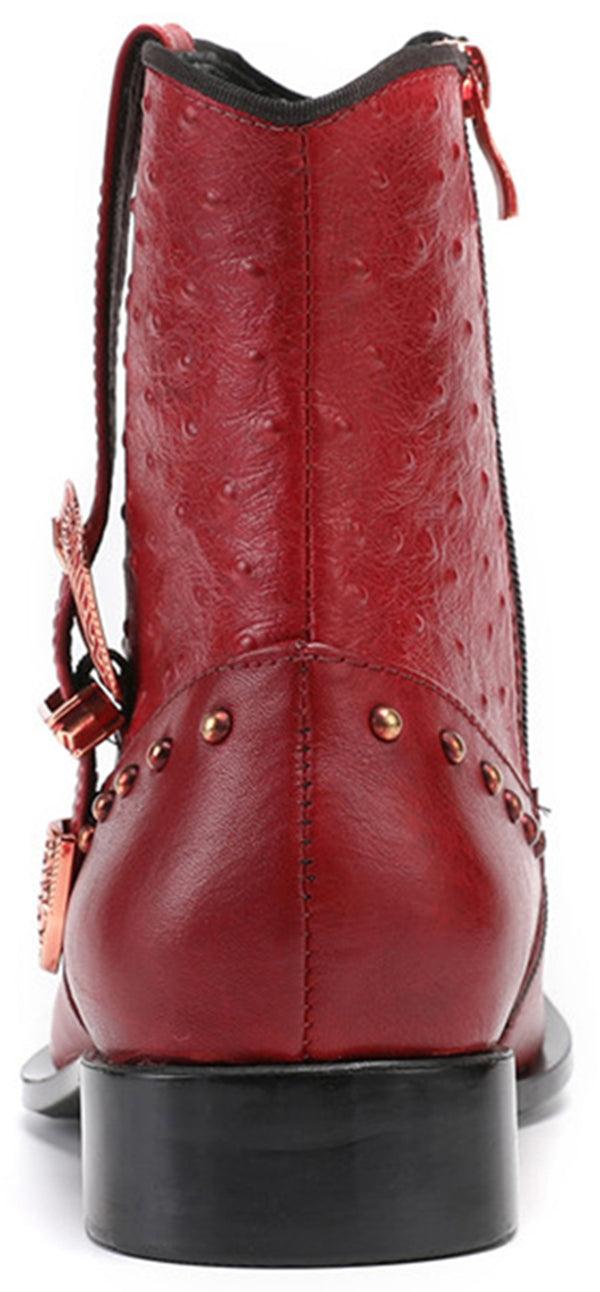 Santimon Men's Metal Tip Lion Western Boots Monk Strap