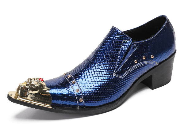 Santimon Men's Metal Tip Red Diamond Western Loafers