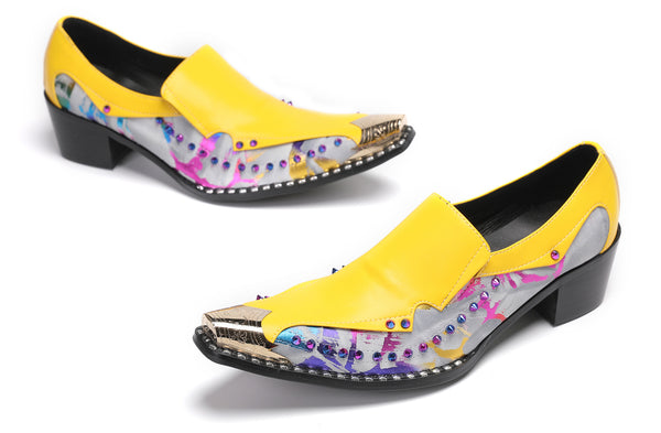 Santimon Men's Metal-Tip Toe Beaded Fashion Loafers