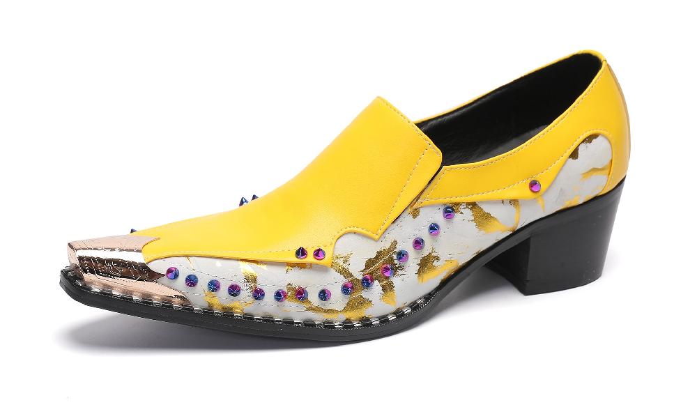 santimon Men's Metal-Tip Toe Western Beads Penny Loafers