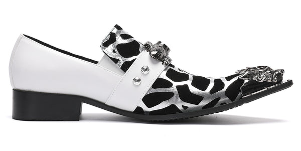 Santimon Men's Metal-Tip Toe Western Sapphire Penny Loafers