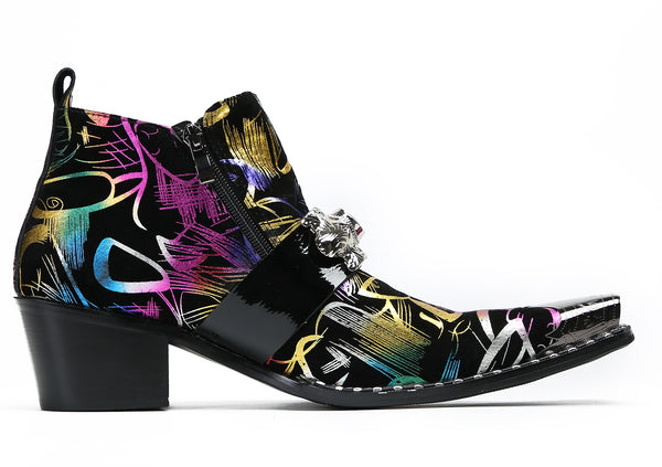 Santimon Men's Metal-Tip Toe Zipper Sapphire Western Boots