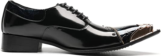 Santimon Men's Metal Tip Western Oxfords Rivets Zipper