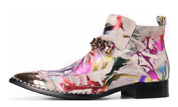 Santimon Men's Metal Tip Zipper Buckle Western Boots