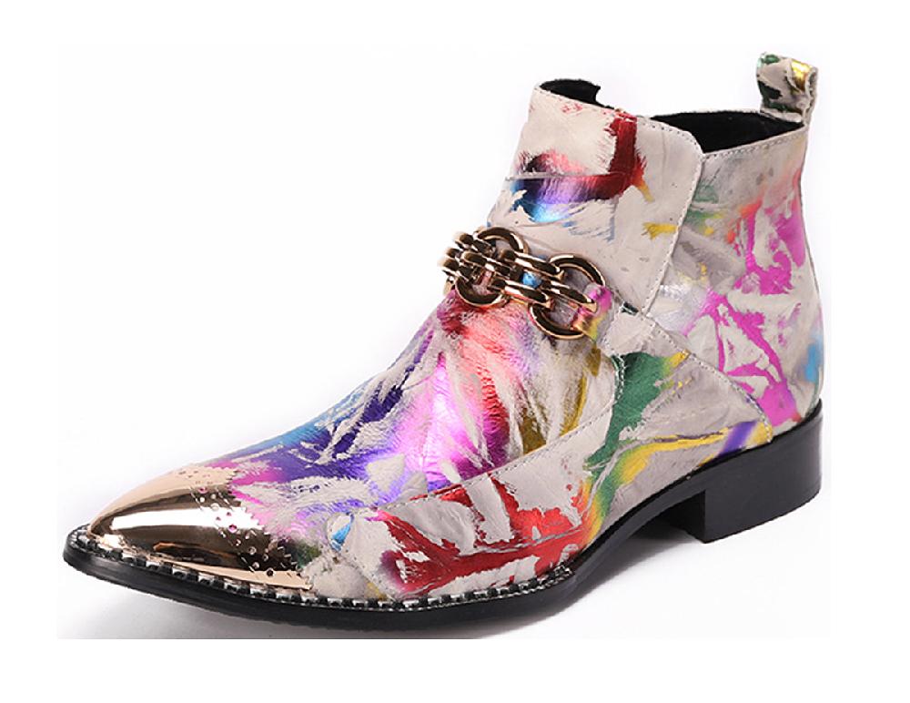 santimon Men's Metal Tip Zipper Buckle Western Boots