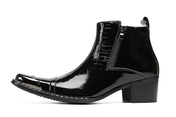 Santimon Men's Metal Toe Two-Sided Zipper Western Boots