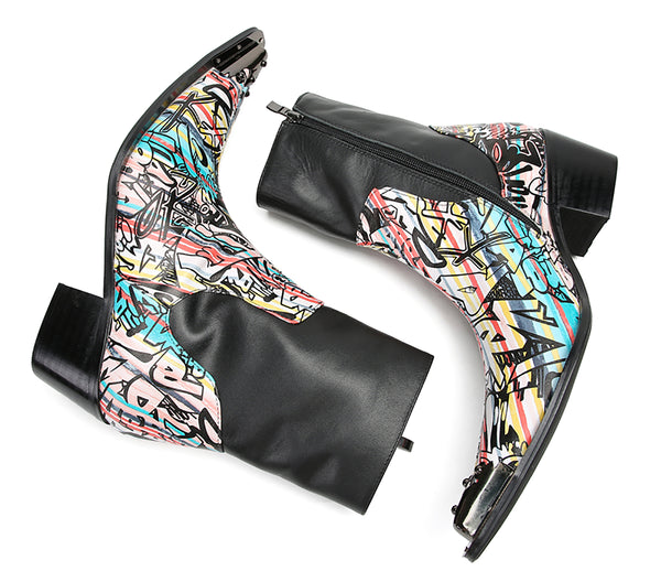 Santimon Men's Metal-Wingtip Hight Top Western Boots