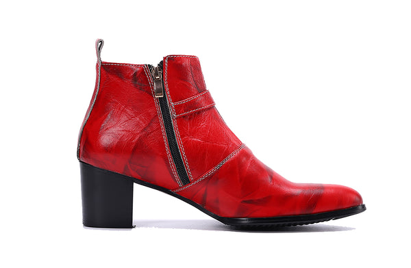 Santimon Men's Monk Strap Zipper Leather Western Boots