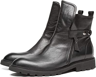 Santimon Men's Motorcycle Boots Above Ankle In Black