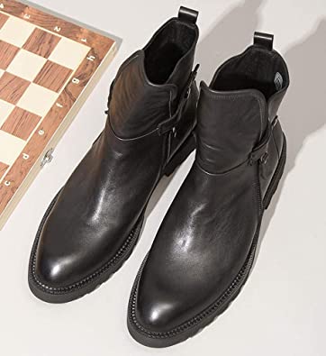 Santimon Men's Motorcycle Boots Above Ankle In Black