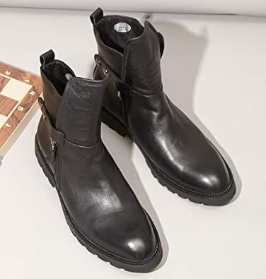 Santimon Men's Motorcycle Boots Above Ankle In Black