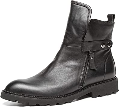 santimon Men's Motorcycle Boots Above Ankle in Black