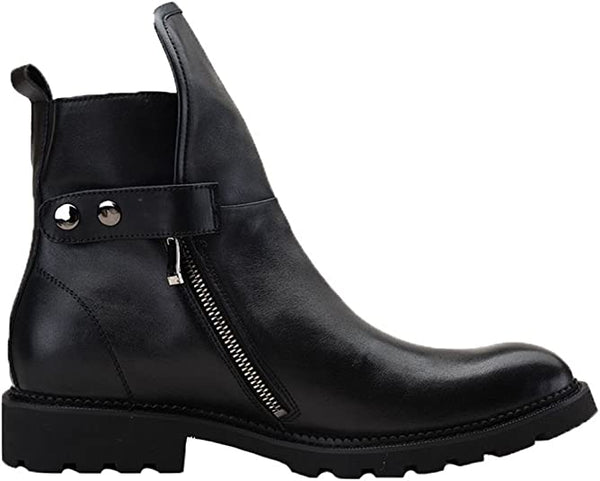 Santimon Men's Motorcycle Combat Boots Double Zipper