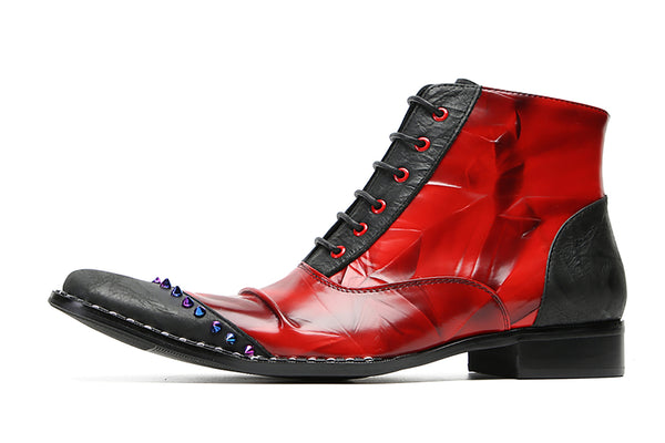 Santimon Men's Novelty Colorful Beads Western Boots