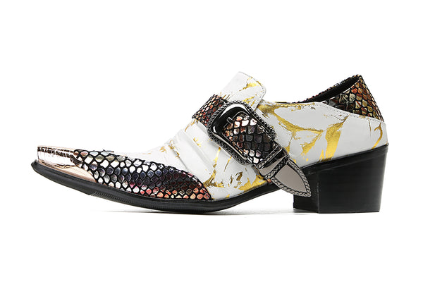 Santimon Men's Party Metal-Toe Western Penny Loafers