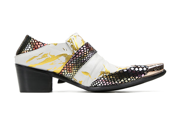 Santimon Men's Party Metal-Toe Western Penny Loafers