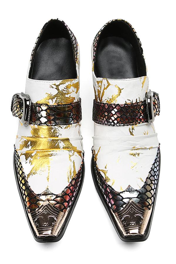 Santimon Men's Party Metal-Toe Western Penny Loafers