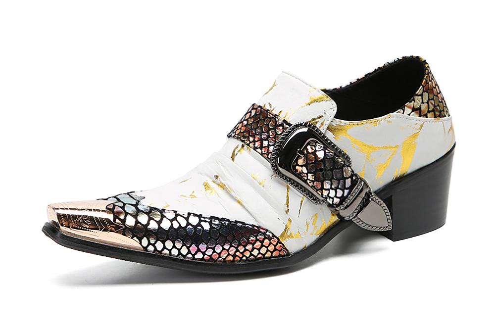 santimon Men's Party Metal-Toe Western Penny Loafers