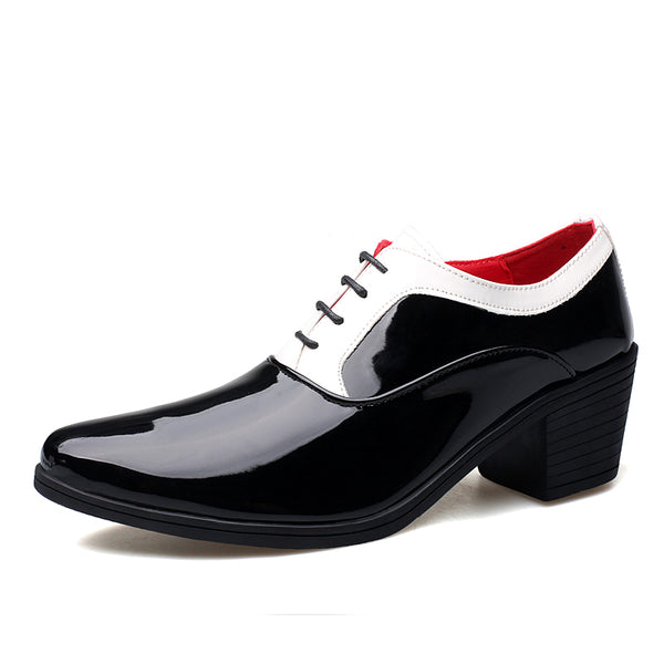 Santimon Men's Patent Leather Cuban Heel Oxfords Shoes