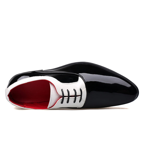 Santimon Men's Patent Leather Cuban Heel Oxfords Shoes