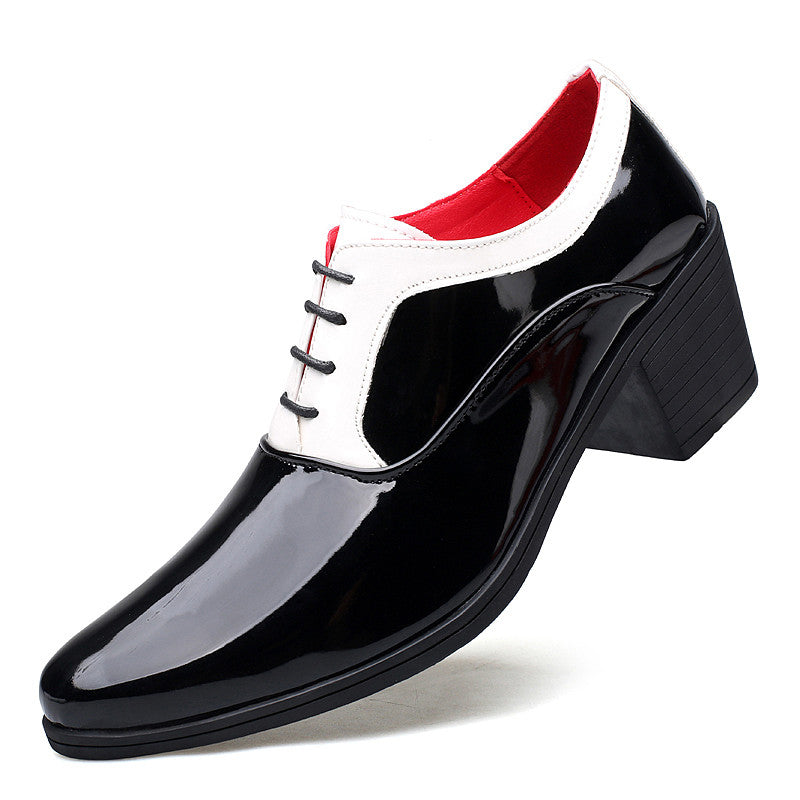santimon Men's Patent Leather Cuban Heel Oxfords Shoes