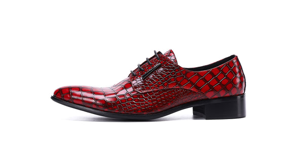 Santimon Men's Patent Leather Plaid Formal Derby Shoes