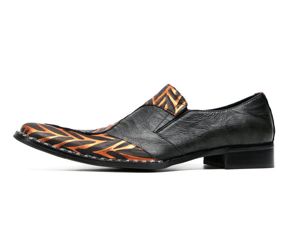 Santimon Men's Pinstripe Party Penny Western Loafers