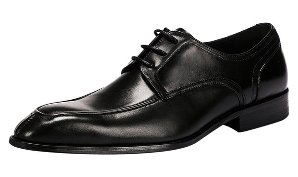 Santimon Men's Plain Toe Leather Formal Dress Derby
