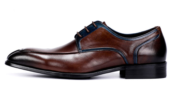 Santimon Men's Plain Toe Leather Formal Dress Derby