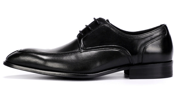 Santimon Men's Plain Toe Leather Formal Dress Derby