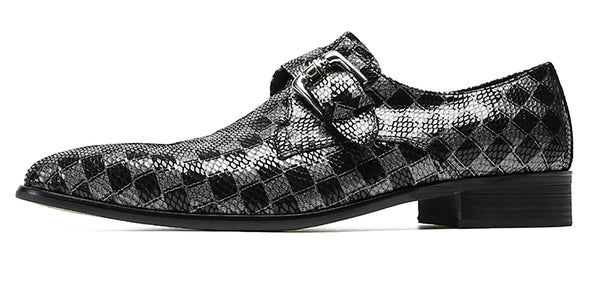 Santimon Men's Plain Toe Western Monk-Strap Loafers