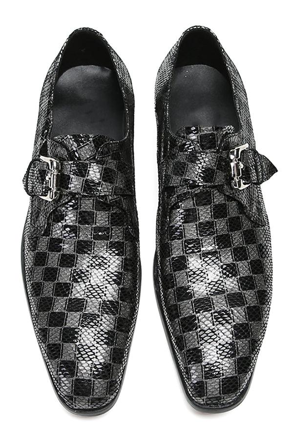 Santimon Men's Plain Toe Western Monk-Strap Loafers