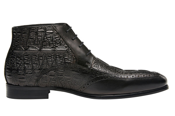 Santimon Men's Pointed-Toe Genuine Leather Chukka Boots