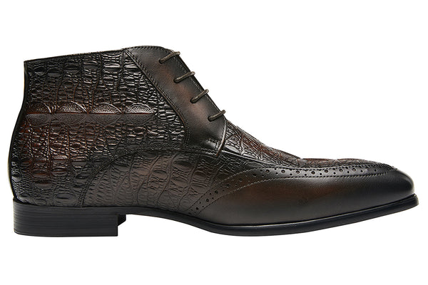 Santimon Men's Pointed-Toe Genuine Leather Chukka Boots